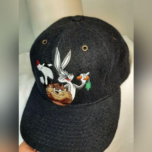 ACME Warner Brothers Looney Tunes Snapback Hat Navy Blue Wool Vintage 19… - Picture 5 of 9